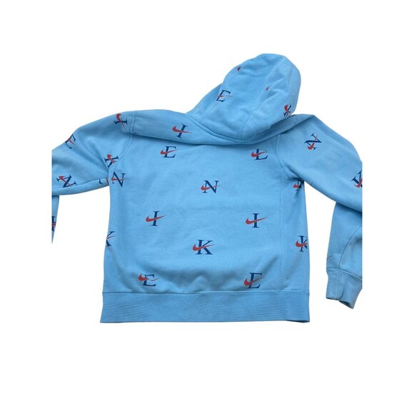 Nike Mens Blue Pullover Hoodie With Multicolor Logos Size S Cotton Blend Drawstr - Picture 5 of 6